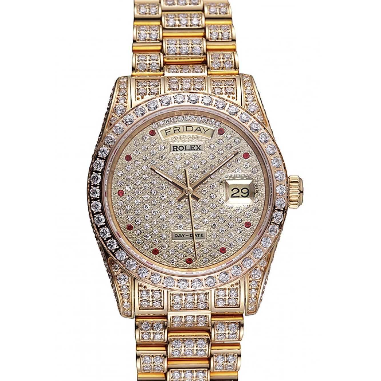 Aaa replica watch Diamonds Yellow Gold-srl185 Day-Date Swiss Rolex 621615 0724
